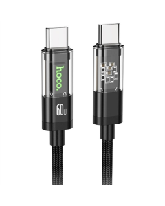 USB кабель Hoco U116 Transparent Discovery Edition 60W Type-C to Type-C (1.2м) Чорний (Black)