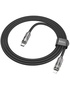 USB-кабель Hoco U122 Lantern Transparent Discovery Type-C to Lightning (1.2м) Чорний (Черный)