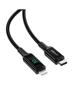 USB кабель Acefast MFI C6-01 USB-C to Lightning (digital display) 1.2м Чорний (Black)