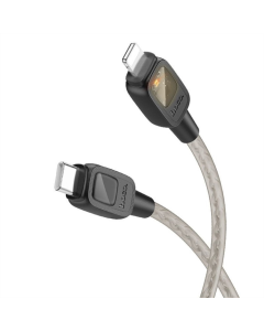 USB кабель Hoco U124 Stone silicone power-off Type-C to Lightning (1.2м) Чорний (Black)