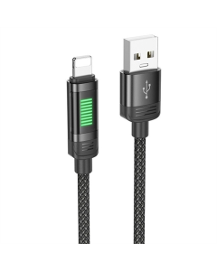 USB кабель Hoco U126 Lantern 2.4A USB to Lightning (1.2м) Чорний (Black)