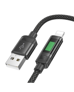 USB кабель Hoco U126 Lantern 2.4A USB to Lightning (1.2м) Чорний (Black)
