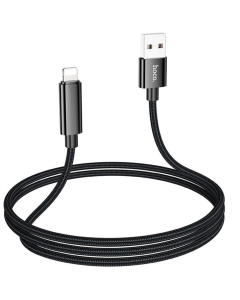 USB-кабель Hoco U125 Benefit 2.4A USB к Lightning с дисплеем (1.2м) Черный (Black)