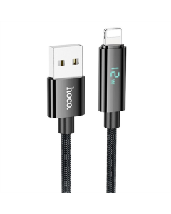 USB-кабель Hoco U125 Benefit 2.4A USB к Lightning с дисплеем (1.2м) Черный (Black)