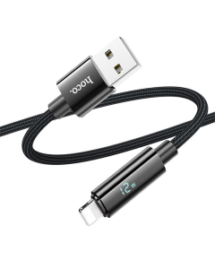 USB-кабель Hoco U125 Benefit 2.4A USB к Lightning с дисплеем (1.2м) Черный (Black)
