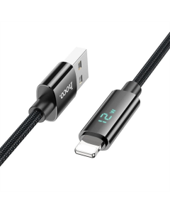 USB-кабель Hoco U125 Benefit 2.4A USB к Lightning с дисплеем (1.2м) Черный (Black)