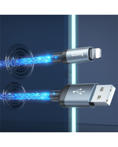 USB кабель Hoco U112 Shine 2.4A USB to Lightning (1м) Сірий (Gray)
