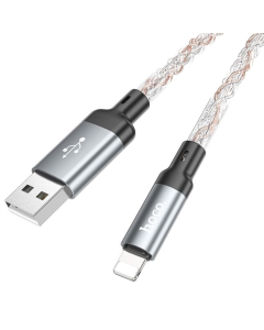USB кабель Hoco U112 Shine 2.4A USB to Lightning (1м) Сірий (Gray)