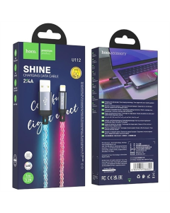 USB кабель Hoco U112 Shine 2.4A USB to Lightning (1м) Сірий (Gray)