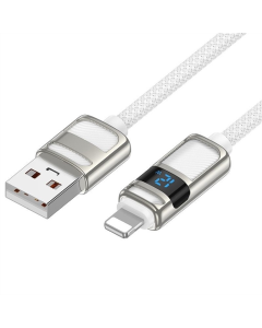 USB-кабель Hoco U137 Line с дисплеем USB к Lightning 2.4A/12W (1.2м) Белый (White)