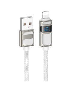USB-кабель Hoco U137 Line с дисплеем USB к Lightning 2.4A/12W (1.2м) Белый (White)