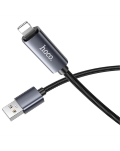 USB кабель Hoco X112 Favor with display USB to Lightning 2.4A (1м) Чорний (Black)