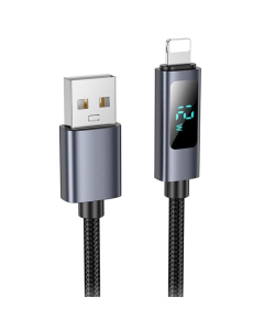USB кабель Hoco X112 Favor with display USB to Lightning 2.4A (1м) Чорний (Black)