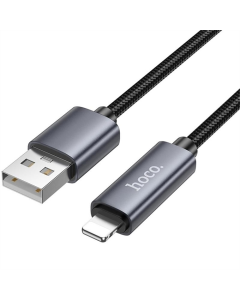 USB кабель Hoco X112 Favor with display USB to Lightning 2.4A (1м) Чорний (Black)