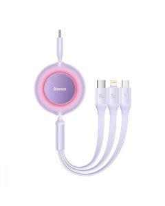 USB-кабель Baseus Bright Mirror 2 3в1 (Micro USB + Lightning + Type-C) 100W 1.1м Фиолетовый (Purplе)