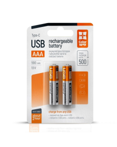 Акумулятор USB-C ColorWay (CW-UBAAA-09) AAA/HR03 Li-Pol 590 mAh BL 2шт
