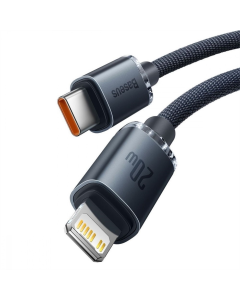 USB кабель Baseus Crystal Shine Fast Charging Type-C to Lightning 20W (1.2м) Чорний (Black)