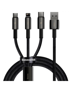 USB-кабель Baseus Tungsten Gold One-for-three 3-в-1 (Micro USB+Lightning+Type-C) Черный (Black)
