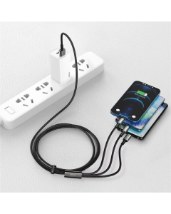 USB-кабель Baseus Tungsten Gold One-for-three 3-в-1 (Micro USB+Lightning+Type-C) Черный (Black)