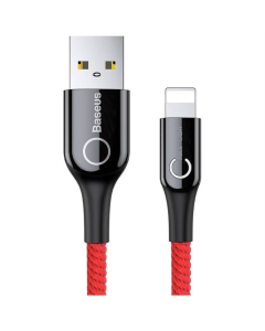 USB-кабель Baseus C-образный с функцией автоматического отключения подсветки Lightning 2.4A 1м Красный (Red) (CALCD-09)