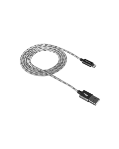 USB кабель Canyon USB - Lightning обплетення 1м Сірий (Dark Grey)