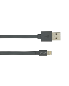 USB кабель Canyon USB - Lightning 0.96m Сірий (Dark Grey)