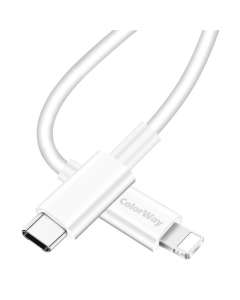 USB кабель ColorWay USB Type-C - Lightning 3.0А 1м Білий (White)