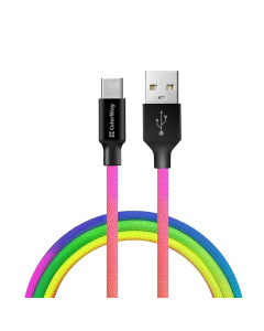 USB кабель ColorWay USB - USB Type-C 2.4А 1м Різнокольоровий (Multicolor) (CW-CBUC018-MC)