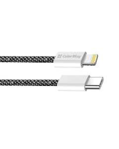 USB кабель ColorWay Lightning + USB Type-C 3.0А 1м Чорний (Black)