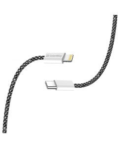 USB кабель ColorWay Lightning + USB Type-C 3.0А 1м Чорний (Black)