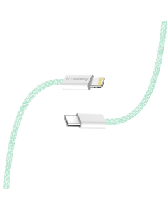 USB кабель ColorWay Lightning + USB Type-C 3.0А 1м Зелений (Green)