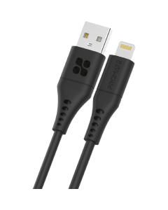 USB кабель Promate PowerLink-Ai200 USB - Lightning 2.4A 2м Чорний (Black)