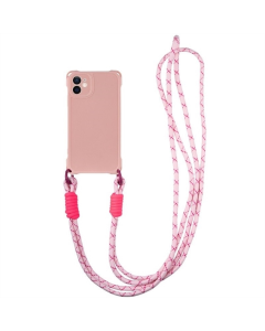 Чохол накладка для iPhone 12 TPU CrossBody with straps Рожева (Pink)