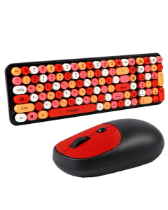 Клавіатура бездротова TWolf TF350 Colorful + миша Червона (Black Red)