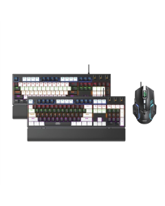 Клавиатура XO KB-06 смешанного цвета светящаяся механическая + мышь Черная (Black)