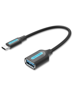 OTG кабель Vention USB 3.1 Type-C - OTG USB3.0 AF, 0.15 m, Чорний (Black) (CCVBB)