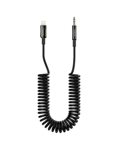 Кабель AUX Proove Steel Spring Lightning to 3.5 (1м) Чорний (Black)