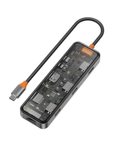 Type-C хаб WIWU Cyber hub CB008 8 in 1 Сірий (Grey)