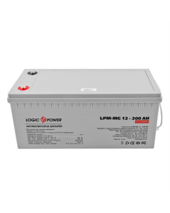 Акумуляторна батарея LogicPower 12V 200Ah (LPM-MG 12 - 200 AH) AGML