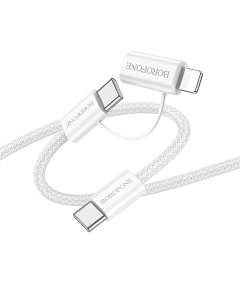 USB-кабель Borofone BX104 60W Type-C к Type-C/iP PD27W (1м) Белый (White)