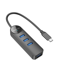 Type-C хаб Borofone DH5 4-in-1 Type-C to USB3.0*4 0.2m Чорний (Black)