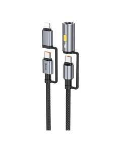 USB-кабель Hoco U138 USB-C/iP к USB-C/зажигалке 1,2 м Черный (Black)