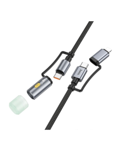 USB кабель Hoco U138 USB-C/iP to USB-C/LED Light 1.2м Чорний (Black)