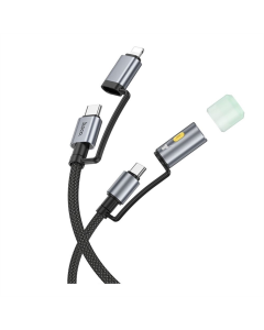 USB кабель Hoco U138 USB-C/iP to USB-C/LED Light 1.2м Чорний (Black)