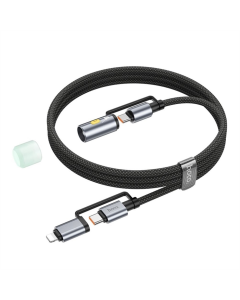 USB кабель Hoco U138 USB-C/iP to USB-C/LED Light 1.2м Чорний (Black)