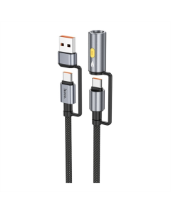 USB кабель Hoco U138 USB/USB-C to USB-C/Cigarette Lighter 1.2м Чорний (Black)