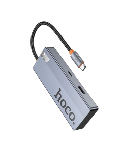 Type-C хаб HUB Hoco HB50 Type-C 5-in-1 (HDTV+PD+USB3.0*3) Сірий (Gray)