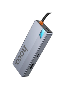 Type-C хаб HUB Hoco HB50 Type-C 5-in-1 (HDTV+PD+USB3.0*3) Сірий (Gray)