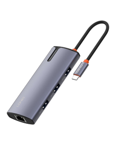 Type-C хаб LDNIO DS-16H Type-C To PD*1(100W)+HDMI*1(4K@30hz)+USB3.0*3+RJ45*1(1Gbps) Сірий (Gray) - Тип-С хаб LDNIO DS-16H Тип-С к PD*1(100W)+HDMI*1(4K@30hz)+USB3.0*3+RJ45*1(1Gbps) Сірий (Серый)