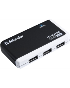 USB хаб Defender 4xUSB 2.0 QUADRO INFIX Черный Белый (Черный Белый)